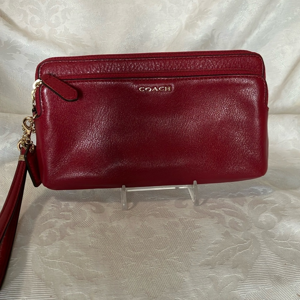 Coach EUC Cherry Red Wristlet/Wallet and Phone Holder New Price!!